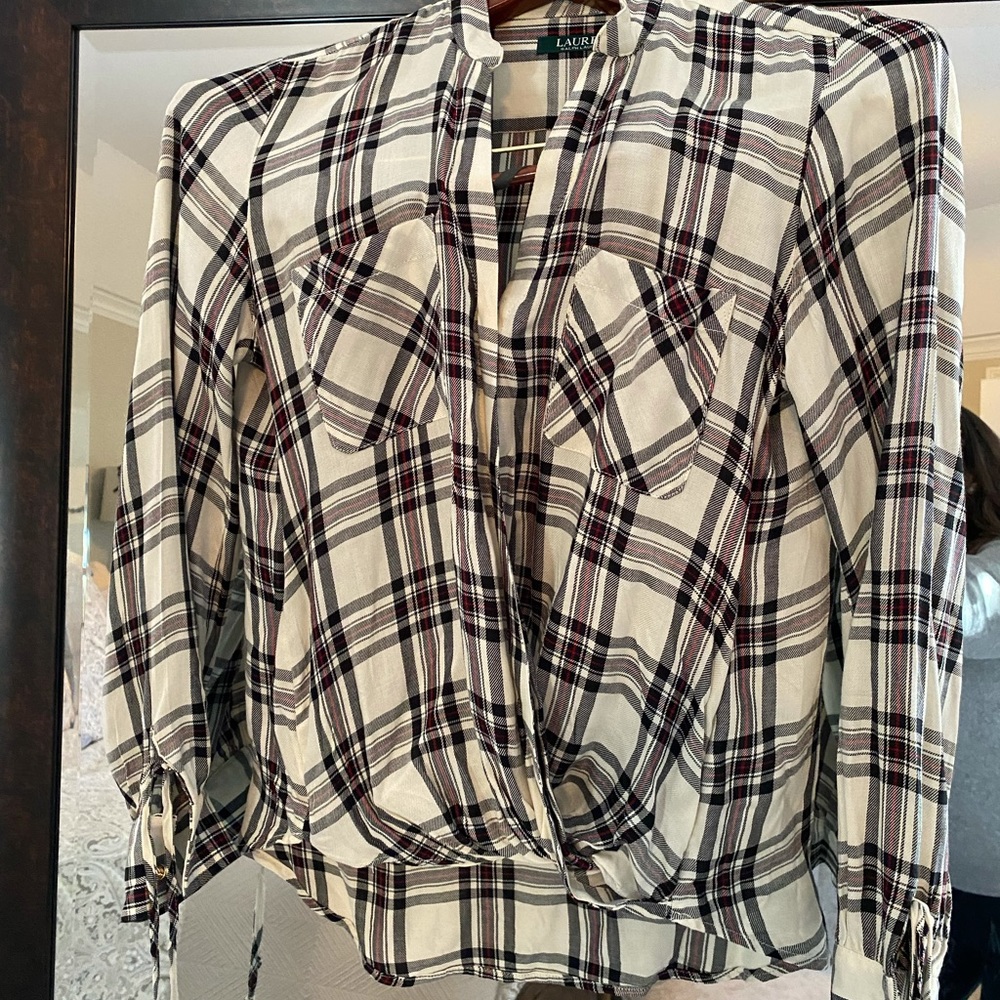 Ralph Lauren plaid trendy blouse